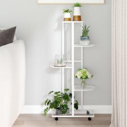Jardini&egrave;re &agrave; 5 niveaux avec roues 44x23x100 cm Blanc Fer