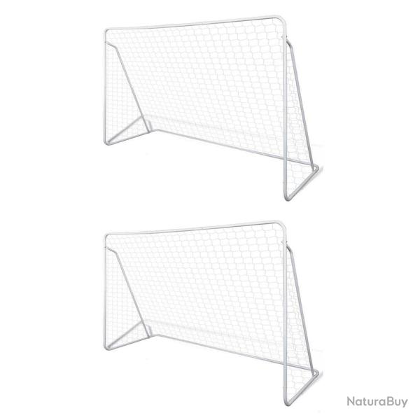 Filets de but de football Acier 2 pcs 240x90x150 cm