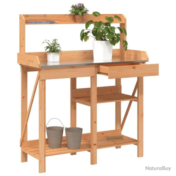 Banc de rempotage avec �tag�res marron bois massif de sapin