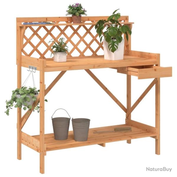 Banc de rempotage avec treillis marron bois massif de sapin alsavelo