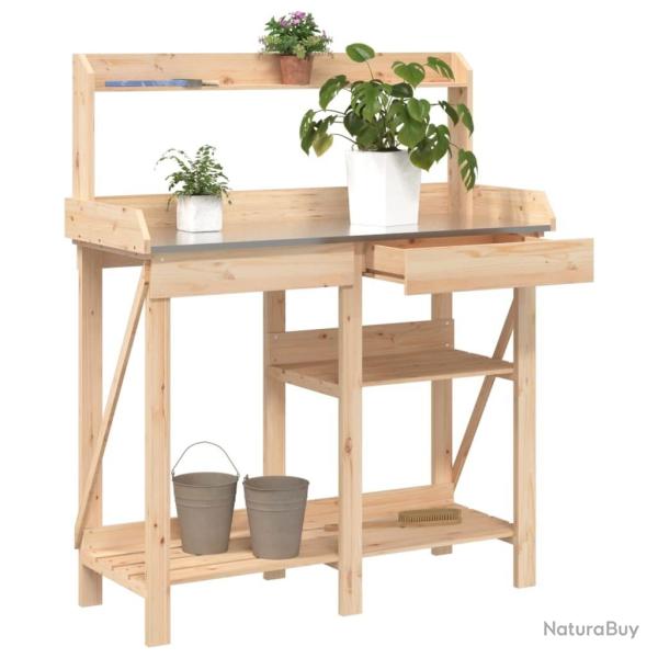 Banc de rempotage avec �tag�res bois massif de sapin