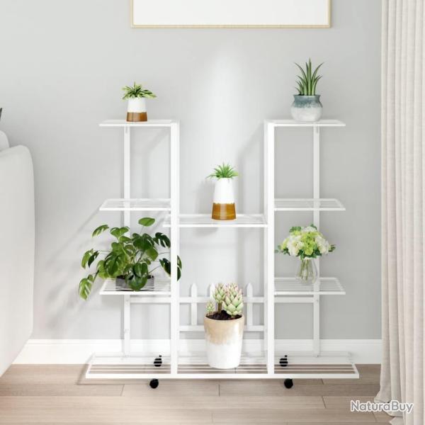 Jardini�re avec roues 94,5x24,5x91,5 cm Blanc Fer