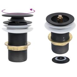 Drain &agrave; poussoir sans d&eacute;bordement Noir 6,4x6,4x9,1 cm