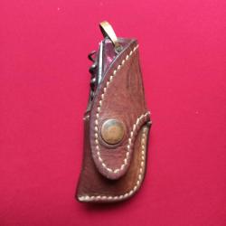 ancien couteau pliant  pradel + &eacute;tui en cuir