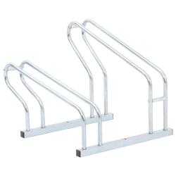 Support de v&eacute;lo au sol autoportant pour 2 v&eacute;los acier galvanis&eacute;