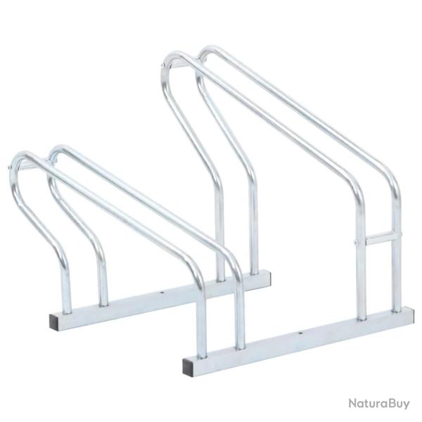 Support de v�lo au sol autoportant pour 2 v�los acier galvanis�