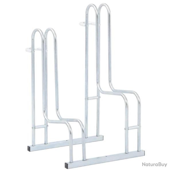 Support de v�lo au sol autoportant pour 2 v�los acier galvanis�