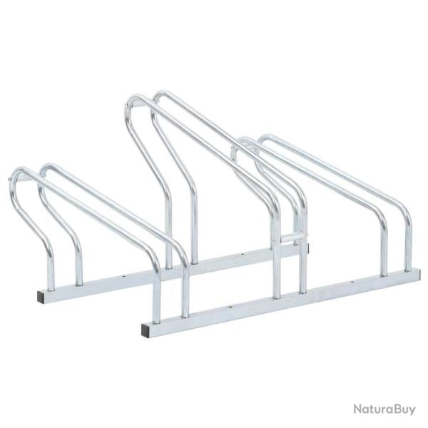 Support de v�lo au sol autoportant pour 3 v�los acier galvanis�