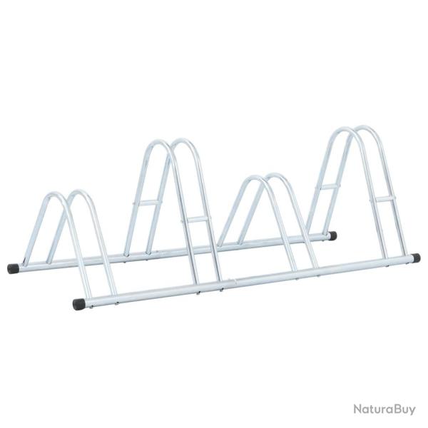 Support de v�lo au sol autoportant pour 4 v�los acier galvanis�