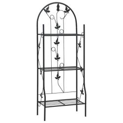 Support &agrave; plantes 3 niveaux Noir 52x28x128 cm Fer