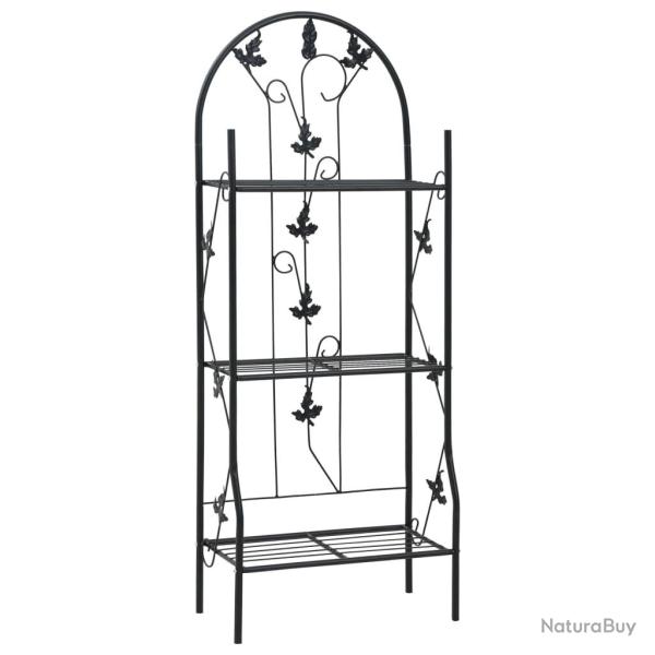 Support � plantes 3 niveaux Noir 52x28x128 cm Fer alsavelo