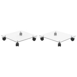 Support carr&eacute; pour plantes 2 pcs Verre tremp&eacute; 35 x 35 cm alsavelo