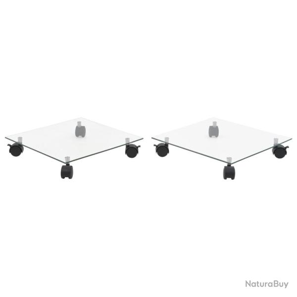 Support carr� pour plantes 2 pcs Verre tremp� 35 x 35 cm