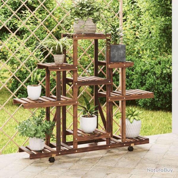 Support � fleurs avec roues 110x25x101 cm bois massif de sapin