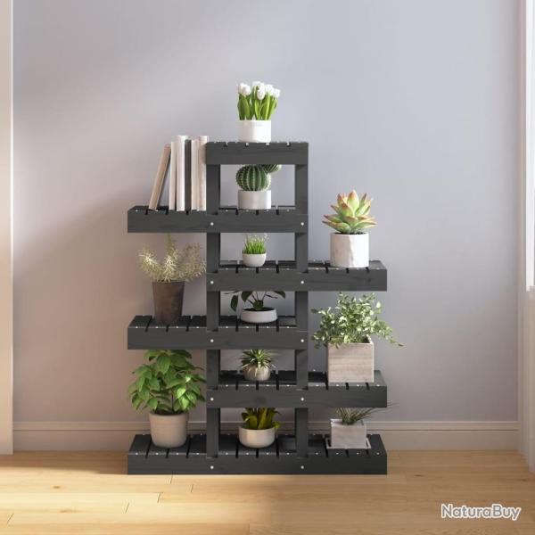 Support � plantes Gris 85x25x109,5 cm Bois massif de pin