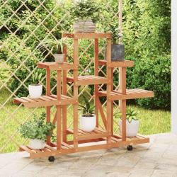 Support &agrave; fleurs avec roues 110x25x101 cm bois massif de sapin