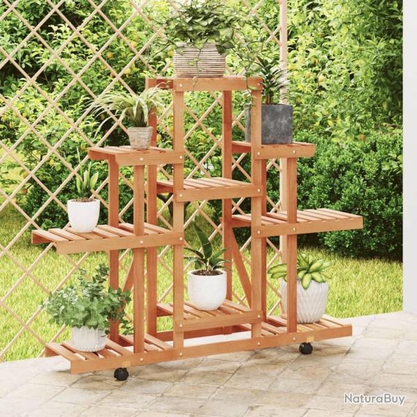 Support � fleurs avec roues 110x25x101 cm bois massif de sapin
