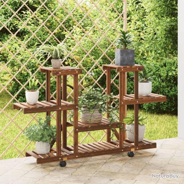 Support � fleurs avec roues 110x25x78 cm bois massif de sapin