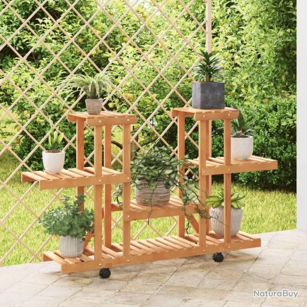 Support � fleurs avec roues 110x25x78 cm bois massif de sapin