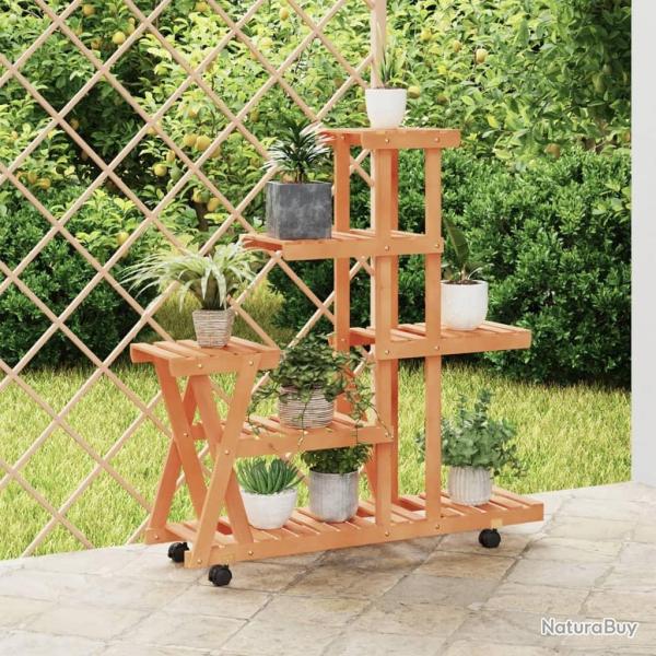 Support � fleurs avec roues 95x25x101 cm bois massif de sapin