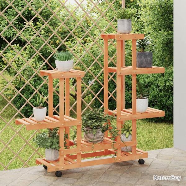 Support � fleurs avec roues 95x25x101 cm bois massif de sapin