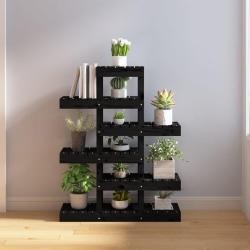 Support &agrave; plantes Noir 85x25x109,5 cm Bois massif de pin