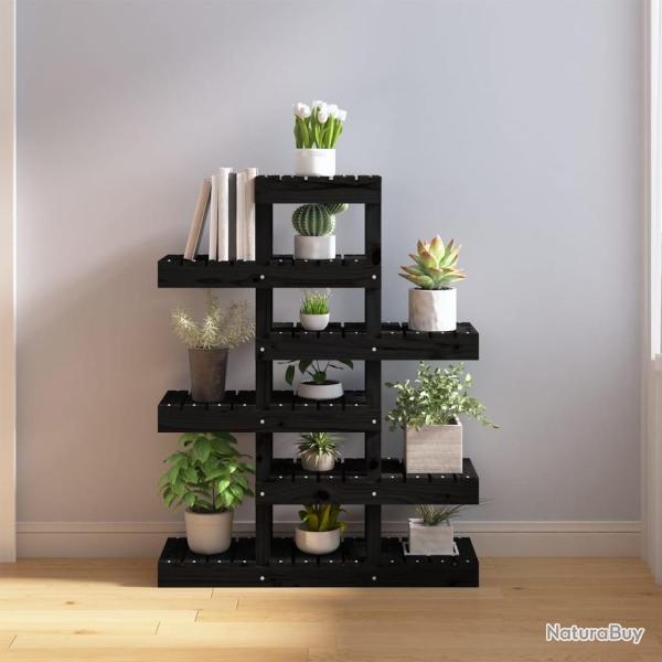 Support � plantes Noir 85x25x109,5 cm Bois massif de pin
