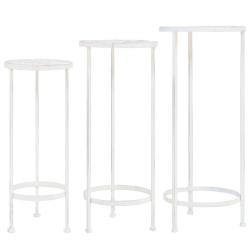 Support de plantes 3 pcs Style vintage M&eacute;tal Blanc antique