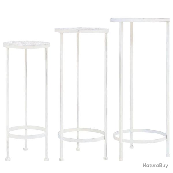 Support de plantes 3 pcs Style vintage M�tal Blanc antique