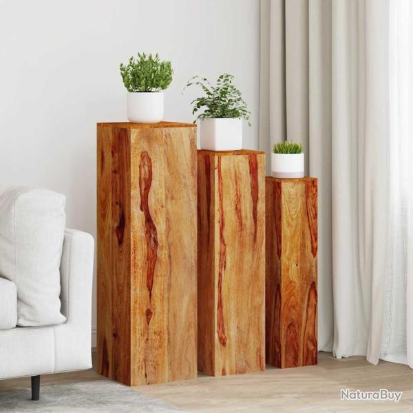 Support de plantes 3 pcs bois massif marron alsavelo