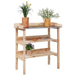 Table &agrave; plantes avec &eacute;tag&egrave;res 78x38x82,5cm bois de sapin solide alsavelo
