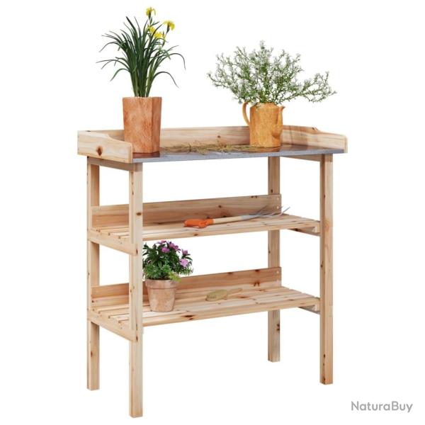 Table � plantes avec �tag�res 78x38x82,5cm bois de sapin solide