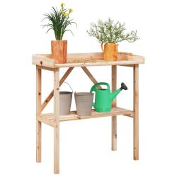 Table &agrave; plantes avec &eacute;tag&egrave;re 78x38x82,5 cm bois de sapin solide alsavelo