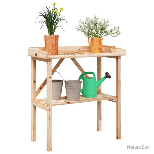 Table � plantes avec �tag�re 78x38x82,5 cm bois de sapin solide alsavelo
