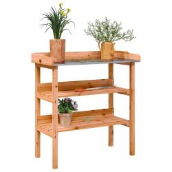 Table &agrave; plantes avec &eacute;tag&egrave;res marron 78x38x82,5cm bois de sapin alsavelo