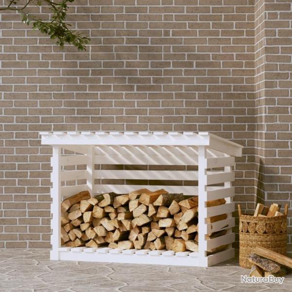 Support pour bois de chauffage Blanc 108x73x79 cm Bois de pin alsavelo