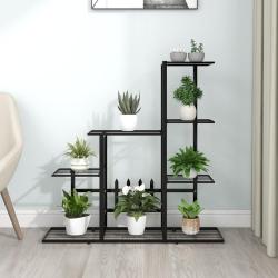 Support pour plantes 94,5x25x88 cm Noir M&eacute;tal alsavelo