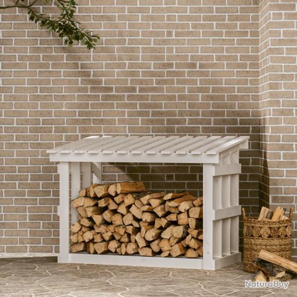 Support pour bois de chauffage Blanc 108x64,5x77 cm Bois de pin alsavelo