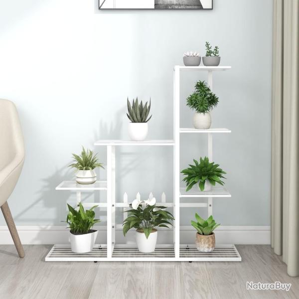 Support pour plantes 94,5x25x88 cm Blanc M�tal
