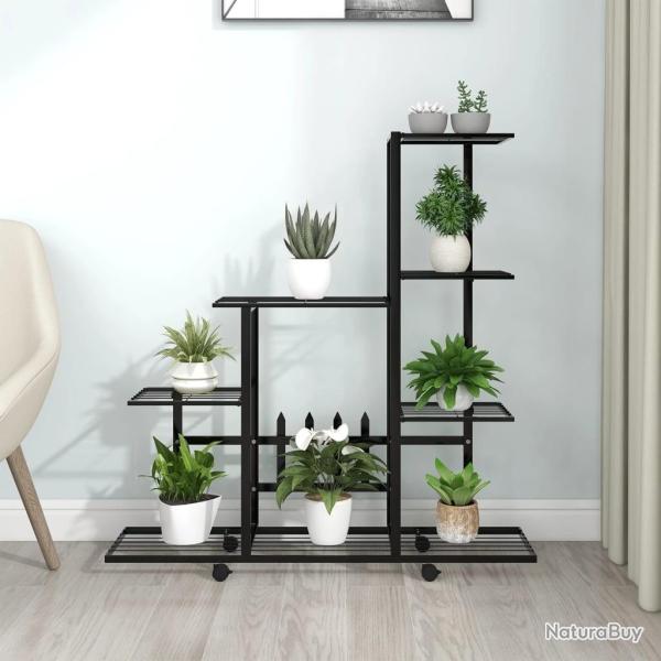 Support pour plantes sur roues 94,5x25x92,5 cm Noir M�tal