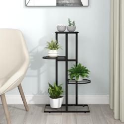 Support pour plantes 4 niveaux 43x22x76 cm Noir M&eacute;tal