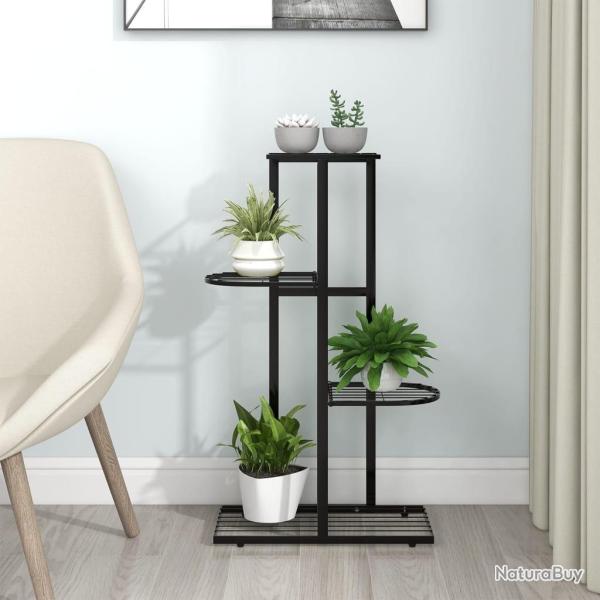 Support pour plantes 4 niveaux 43x22x76 cm Noir M�tal alsavelo