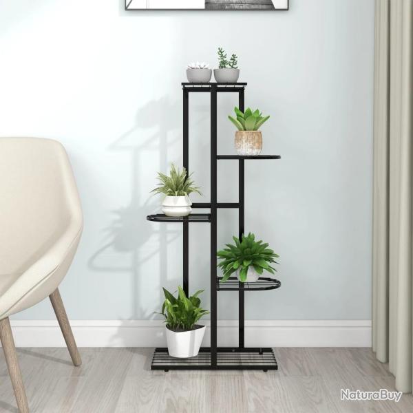 Support pour plantes 5 niveaux 43x22x98 cm Noir Mtal alsavelo