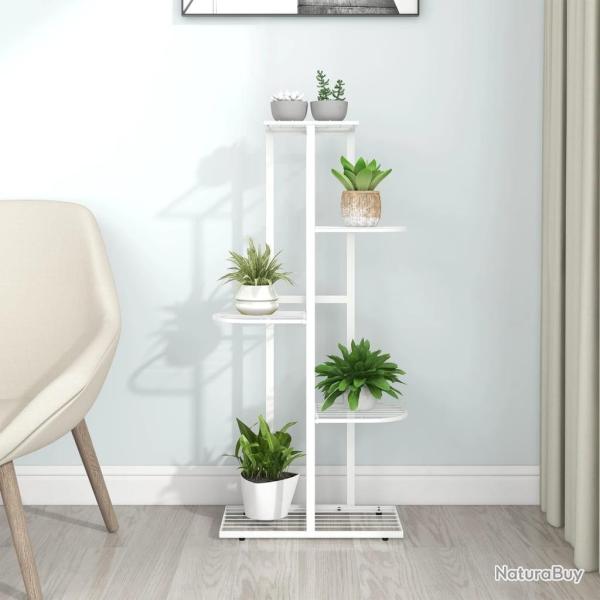 Support pour plantes 5 niveaux 43x22x98 cm Blanc M�tal