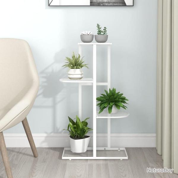 Support pour plantes 4 niveaux 43x22x76 cm Blanc M�tal