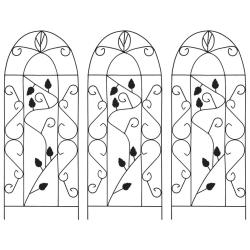 Supports pour plantes grimpantes 3 pcs Noir 40x100 cm Fer alsavelo