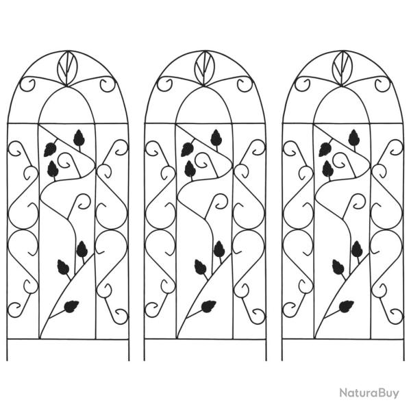 Supports pour plantes grimpantes 3 pcs Noir 40x100 cm Fer alsavelo