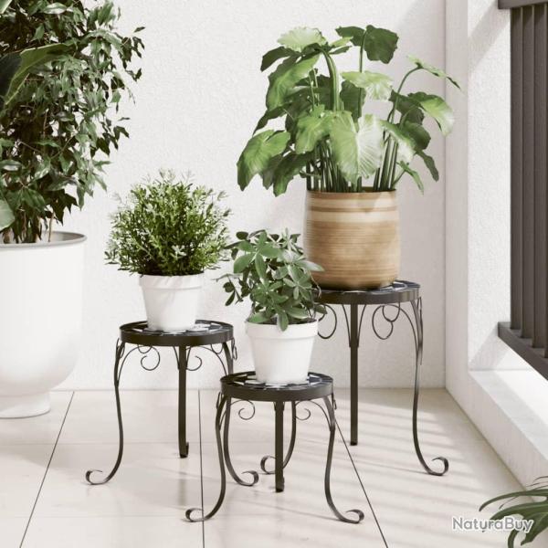 Supports pour plantes 3 pcs noir et blanc cramique alsavelo