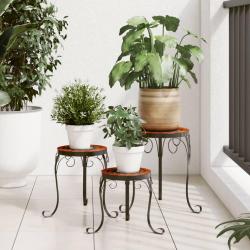 Supports pour plantes 3 pcs terre cuite et blanc c&eacute;ramique