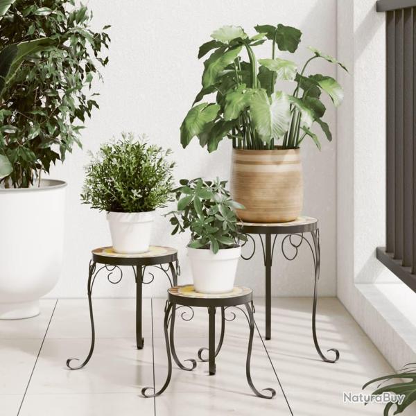 Supports pour plantes 3 pcs terre cuite et blanc c�ramique